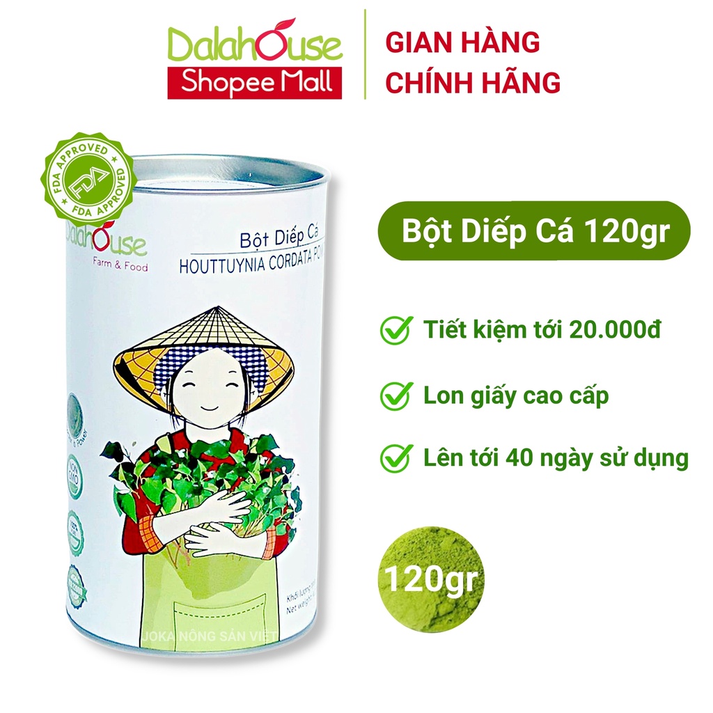 Bột rau diếp cá Dalahouse 150g nguyên chất hữu cơ, công nghệ sấy lạnh Châu Âu