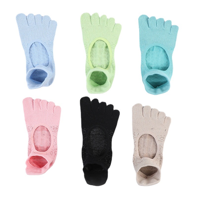 Đôi Tất Cotton Năm Ngón Chống Trượt Hở Lưng Cho Nữ