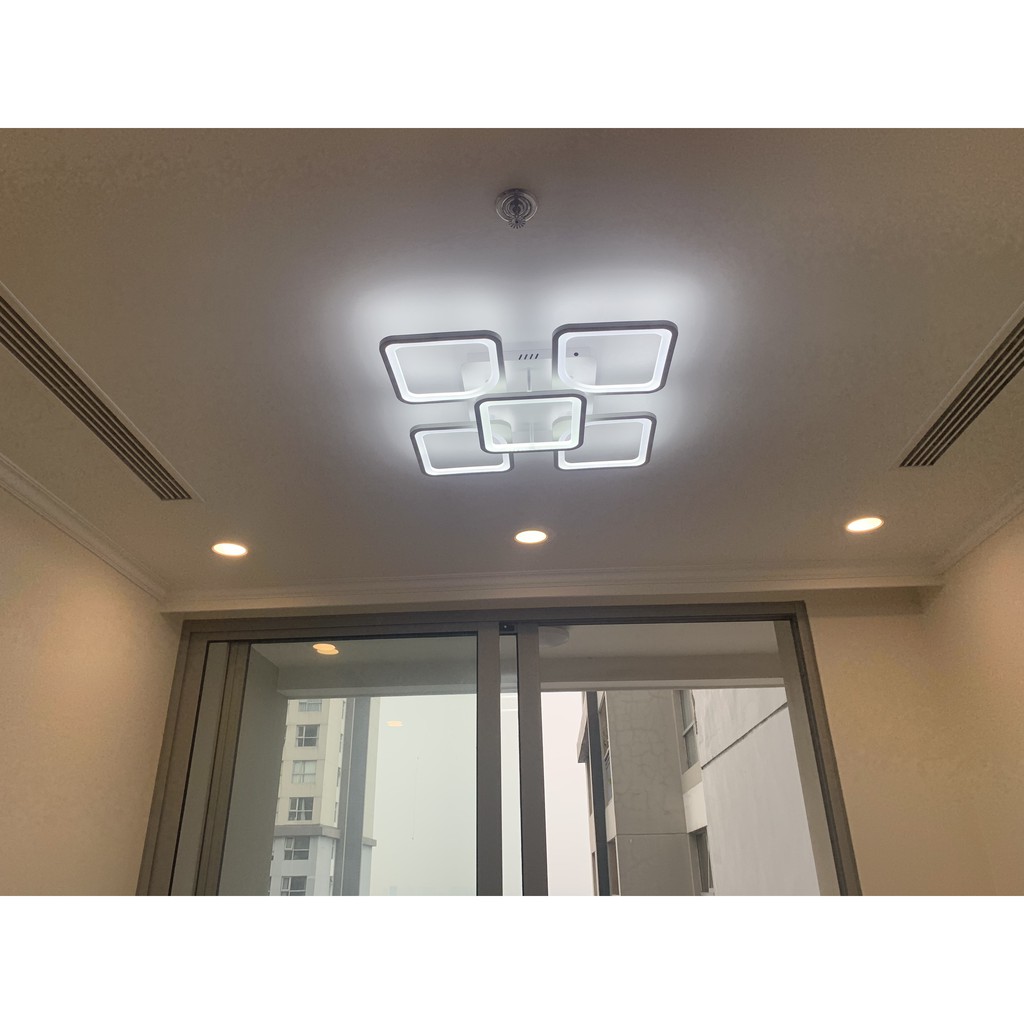 Đèn led ốp trần trang trí phòng khách_Đèn trần ô vuông có 3  chế độ sáng tặng điều khiển  bảo hành 12 tháng