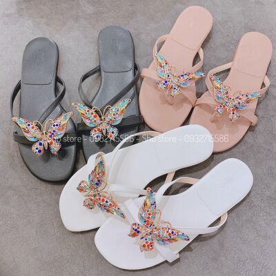 DÉP KẸP NỮ QUAI NGANG SIÊU XINH ĐẾ ĐÚC ĐÍNH BƯỚM SHU STORE