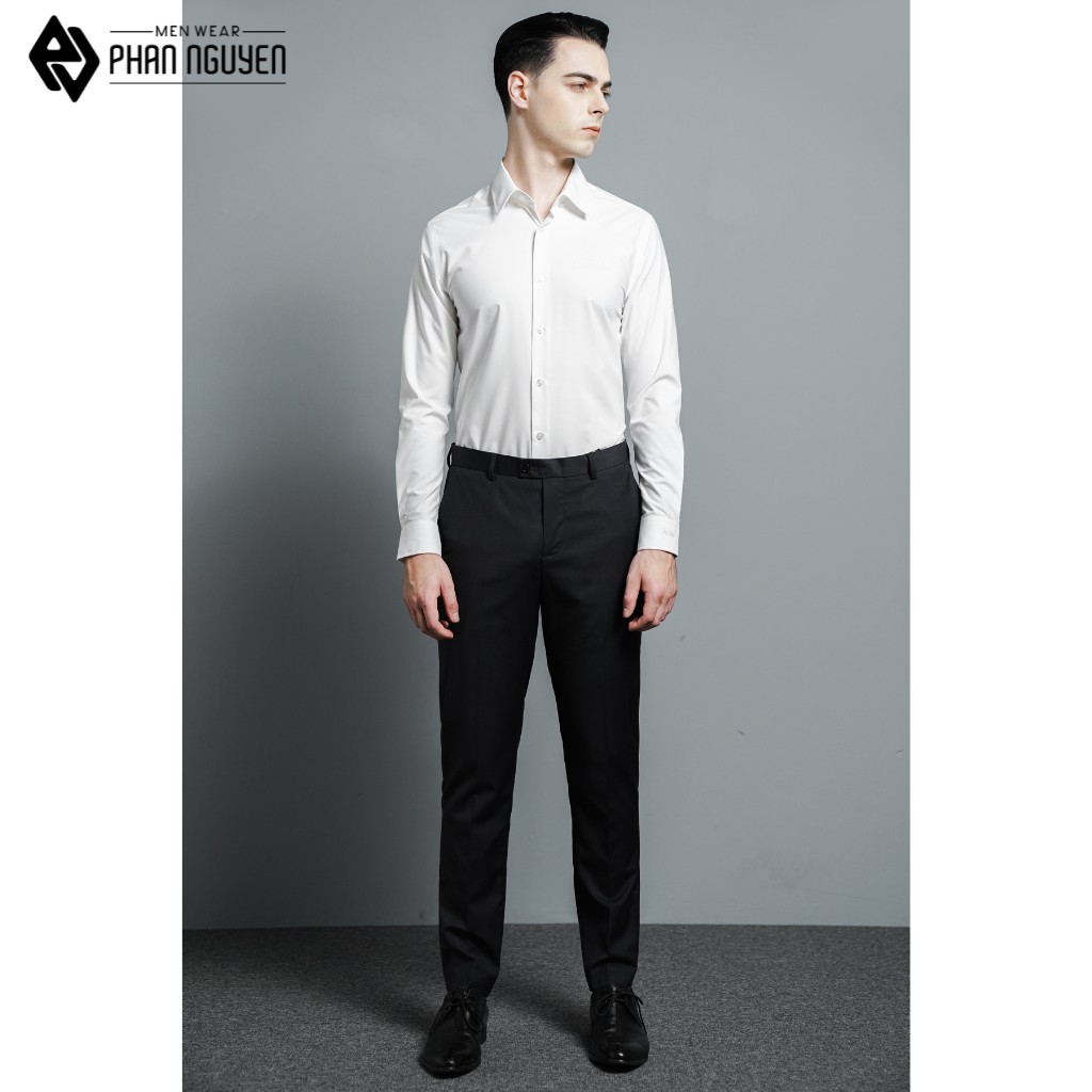 Áo trắng sơ mi nam PHAN NGUYỄN dài tay thiết kế cổ đứng sang trọng, chất liệu vải cao cấp không nhăn nhàu SMD.1101 | BigBuy360 - bigbuy360.vn