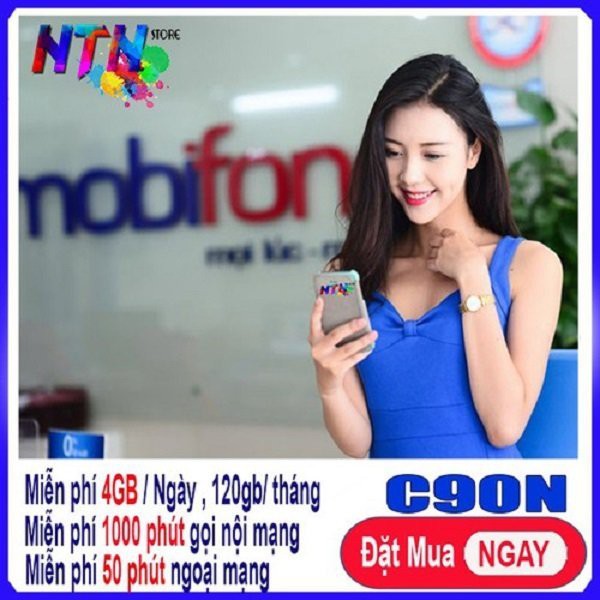 [CÓ SẴN THÁNG ĐẦU]  Sim 4G MobiFone C90N cộng 120 GB/tháng + 1000 phút nội mạng + 50 phút liên mạng