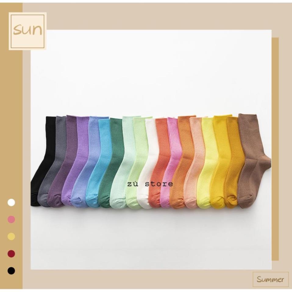 Vớ DC709 trơn cao cổ nhiều màu, tất gân cao giữa bắp chân vintage