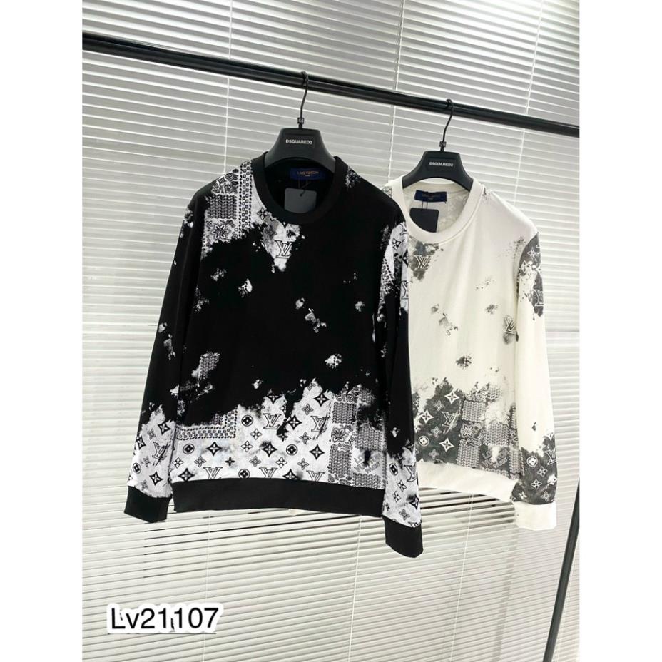 Áo Sweater LV In Họa Tiết Cực Xịn - Áo Thun Dài Tay Nam Loang Màu Siêu Đẹp