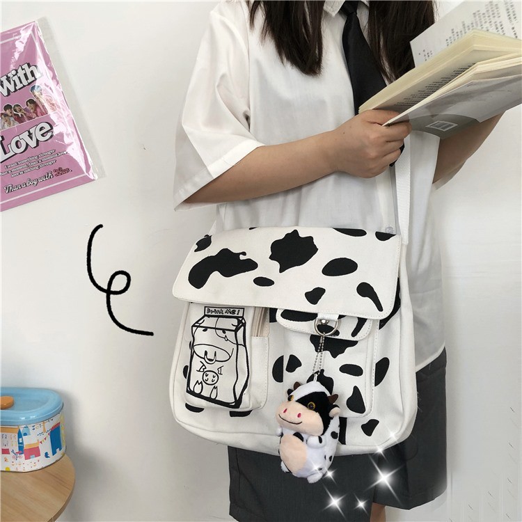 Túi hộp đeo chéo nam nữ Bò Sữa DRINK ME vải canvas dày đẹp giá siêu rẻ T30