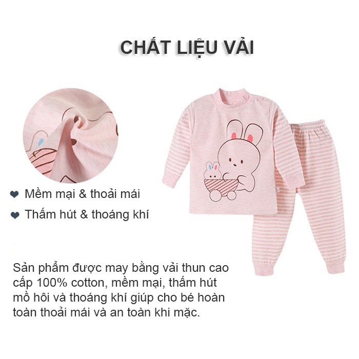 [MẪU MỚI 2022] Bộ Cotton Dài Tay Cho Bé xuất Nhật SIÊU XỊN, 100% cotton, mềm mịn thoải mái cho bé trai &amp; bé gái