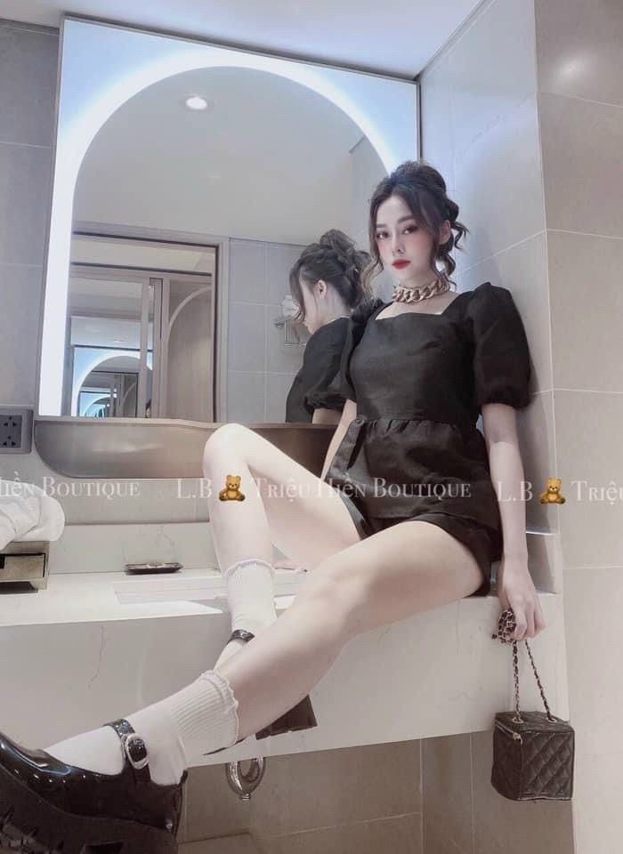Sét bộ cổ vuông phông chất tacta hàng đẹp