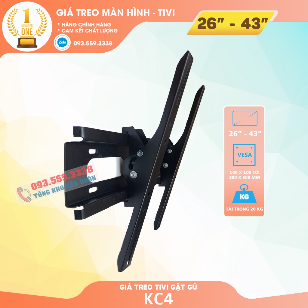 Giá Treo Tivi Gật Gù KC4 26 - 32 - 40 - 43 Inch Khung Treo Tivi Điều Chỉnh Góc Nghiêng 20 Độ