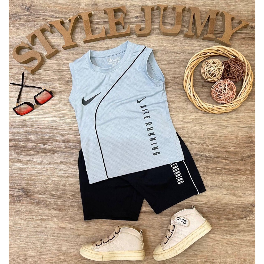 Size 11-XXL (37-75kg) - Bộ quần áo thể thao sát nách cho bé trai chất vải thun lạnh cao cấp, họa tiết thân áo