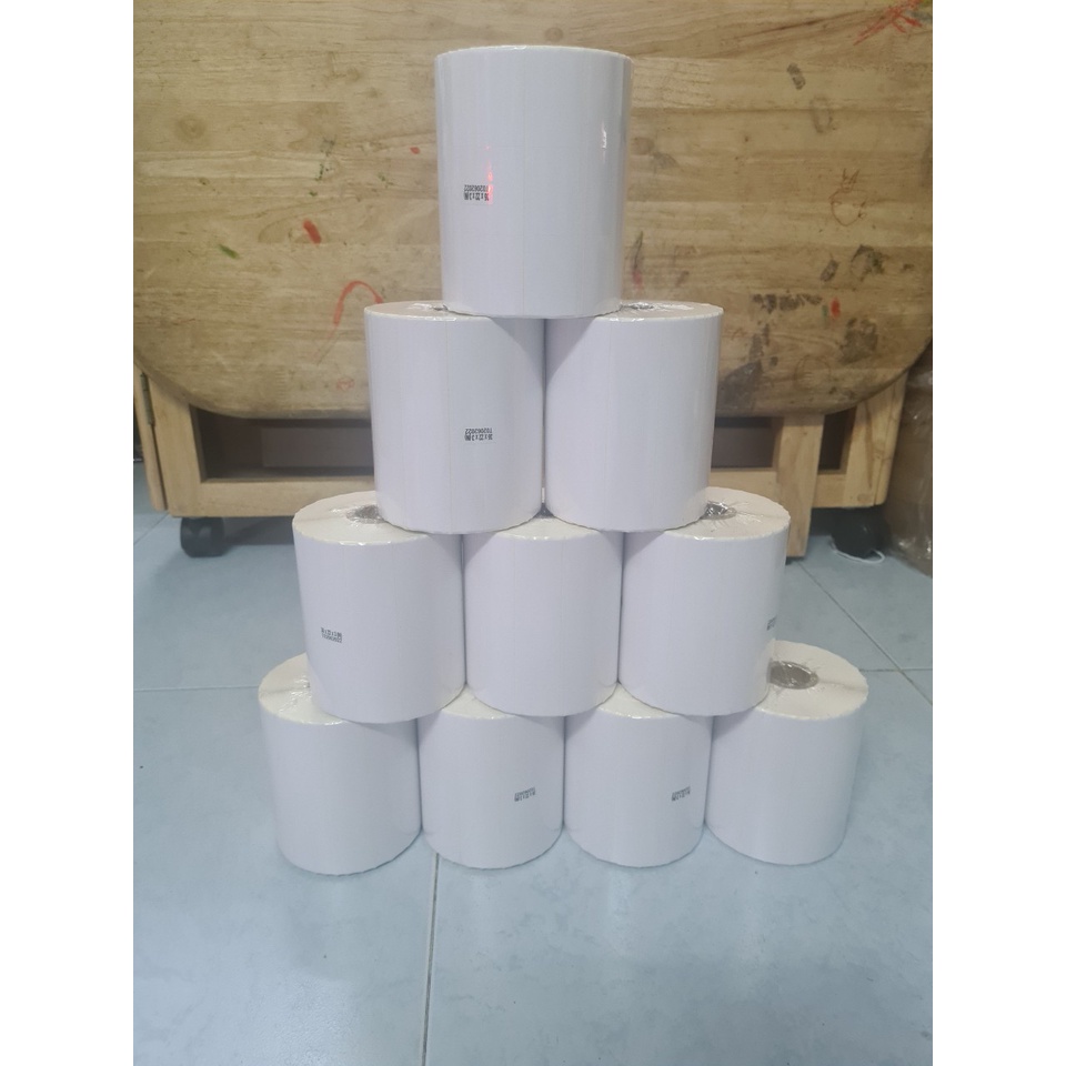 Cuộn in mã vạch, tem nhiệt khổ 3 tem 35x22 mm, giấy in khổ 35x22 mm, 3 tem/hàng tem nhãn hàng hóa