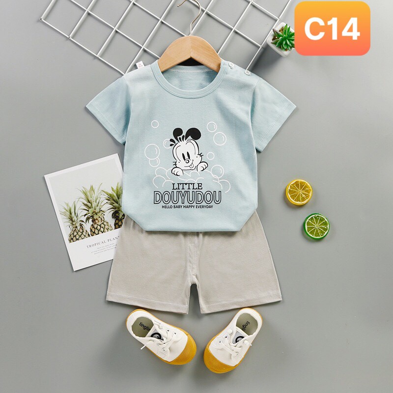 Bộ cotton cho bé từ 7-22kg hàng Quảng Châu. Đồ bộ cho bé chất cotton thấm hút mồ hôi (Mẫu C13-C20)