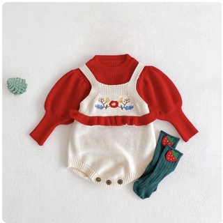 Set áo yếm len thêu hoa_[Hàng Quảng Châu]