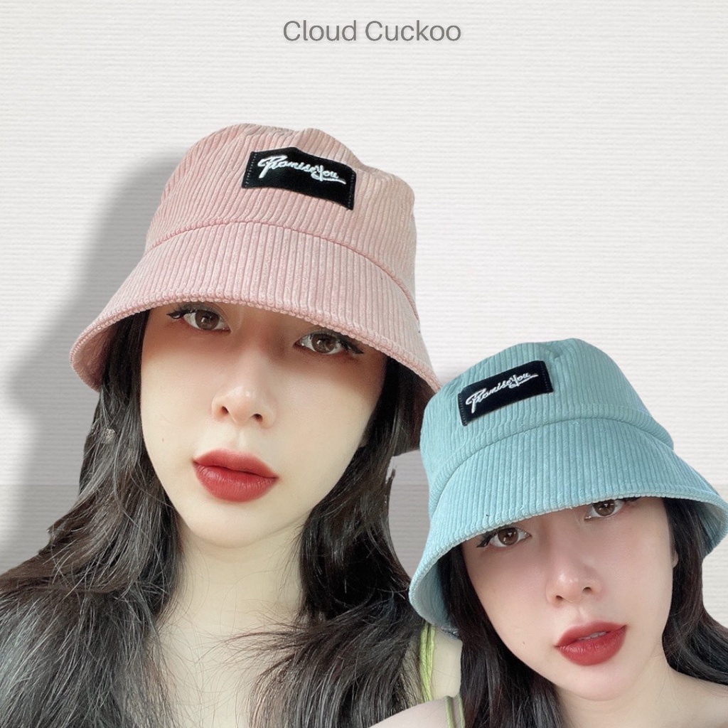 Mũ Bucket Nhung Logo Da Nhiều Màu Sắc - Mã Số: MBK0506