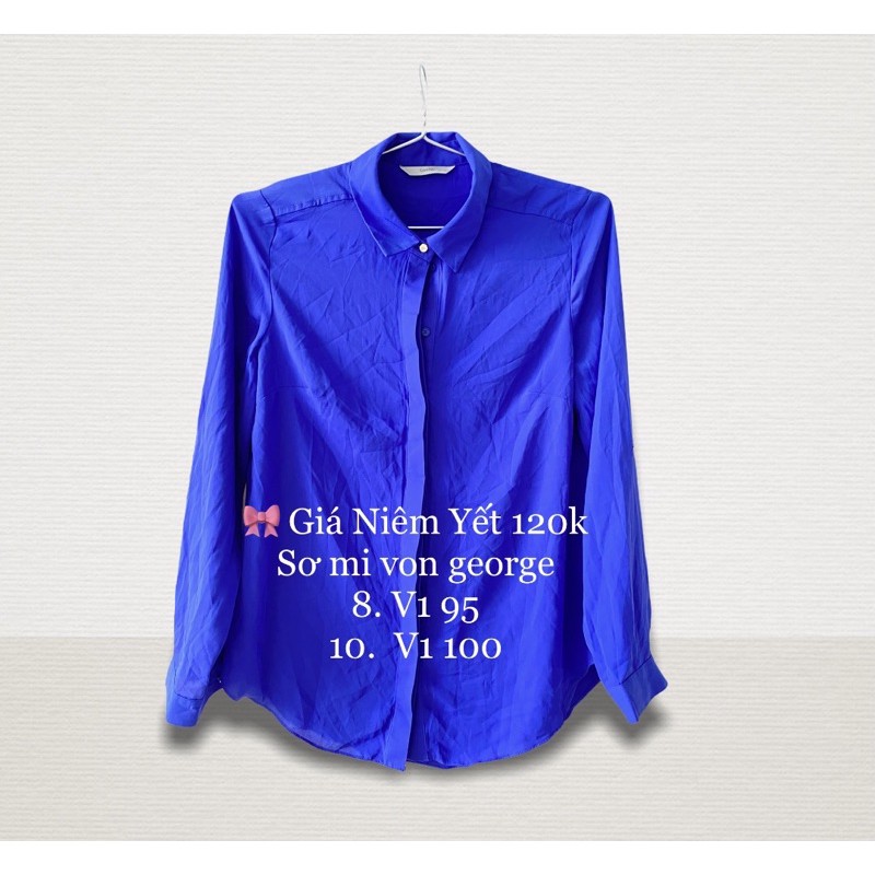 Áo sơ mi voan tay dài form giấu quần xanh navy vnxk dư xịn