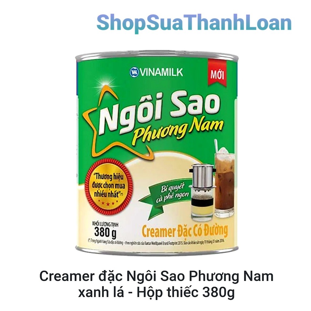 [HSD T12-2022] CREAMER ĐẶC NGÔI SAO PHƯƠNG NAM XANH LÁ HỘP THIẾC 380G