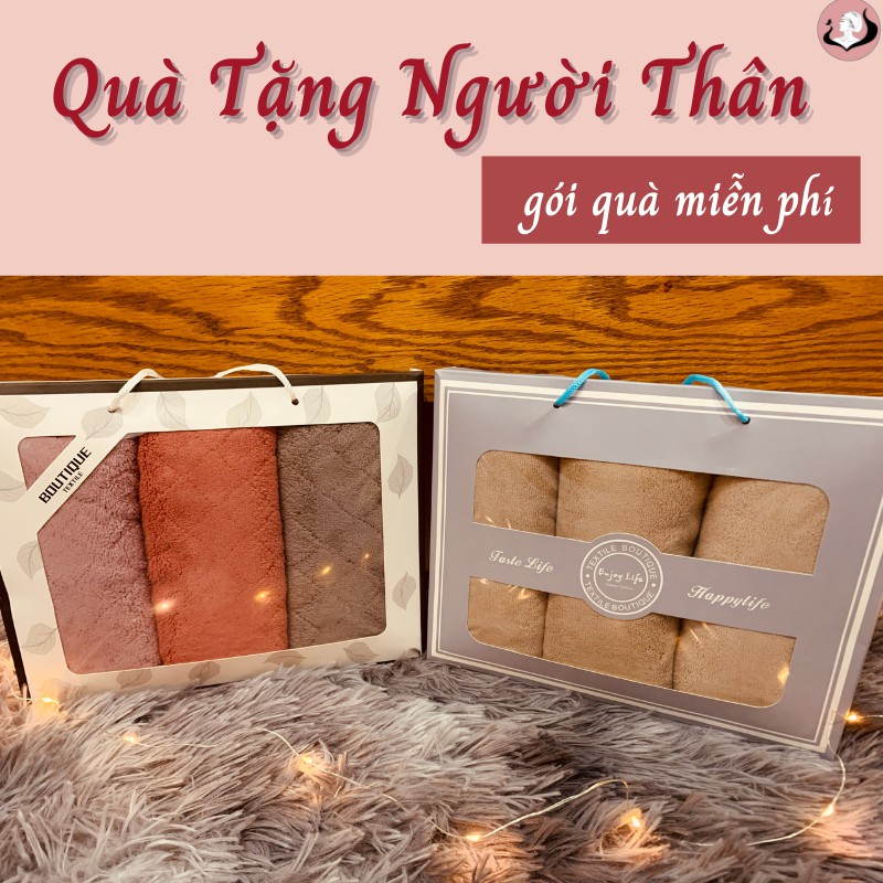 Khăn mặt lông cừu ngoại nhập, khăn lau đầu siêu thấm, siêu mềm, siêu dày, quà tặng sang trọng, 35x75cm - Việt Thư