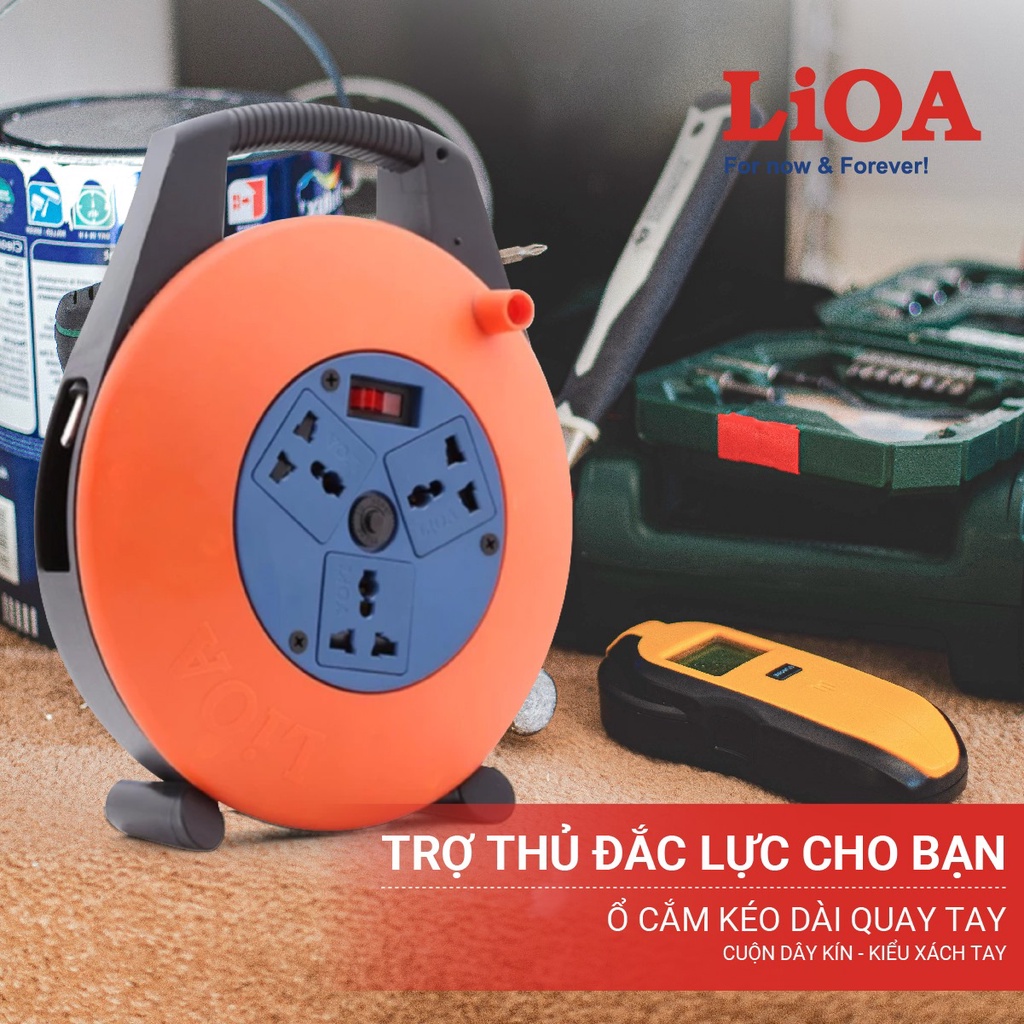 [CHÍNH HÃNG] Ổ cắm kéo dài quay tay LiOA - Ổ cắm xách tay dài 3m/5m/10m dây rút - Ổ cắm kéo dài kiểu đĩa bay mini