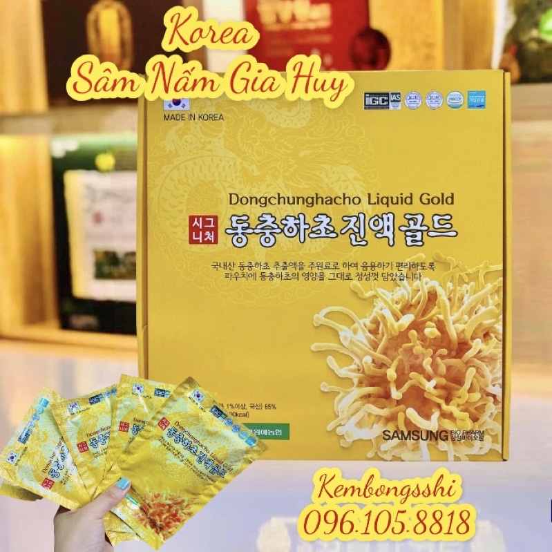 [HÀNG MỚI] Nước Đông Trùng Hạ Thảo Cao Cấp Hàn Quốc, Hộp Vàng 30 Gói