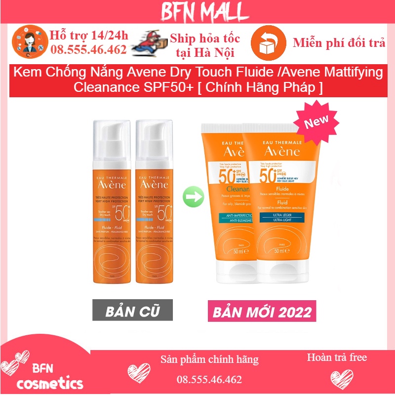 Kem Chống Nắng Avene Dry Touch Fluide /Avene Mattifying Cleanance SPF50+ [ Chính Hãng Pháp ]