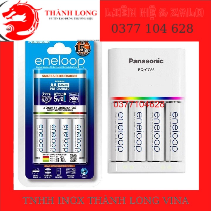 Sạc nhanh cao cấp 1.5 giờ Panasonic tự ngắt sạc, kèm 4 pin AA 2000mAh