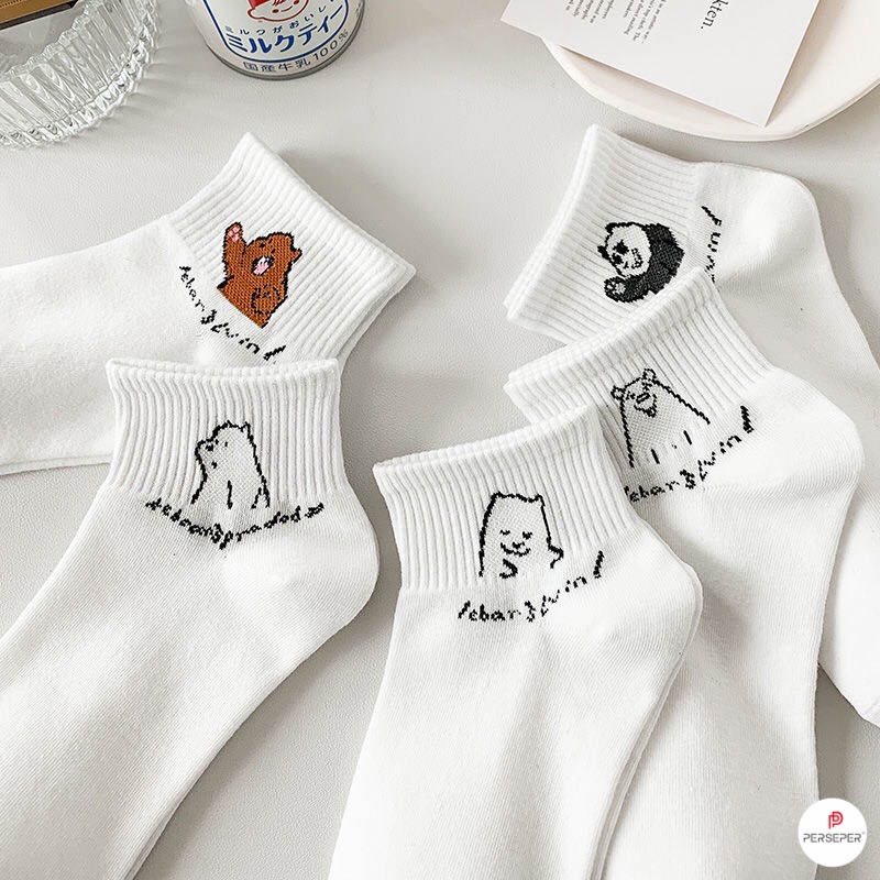 Tất cổ ngắn họa tiết hình thú dễ thương, chất liệu vải Hàn chống hôi chân - Hot Shop
