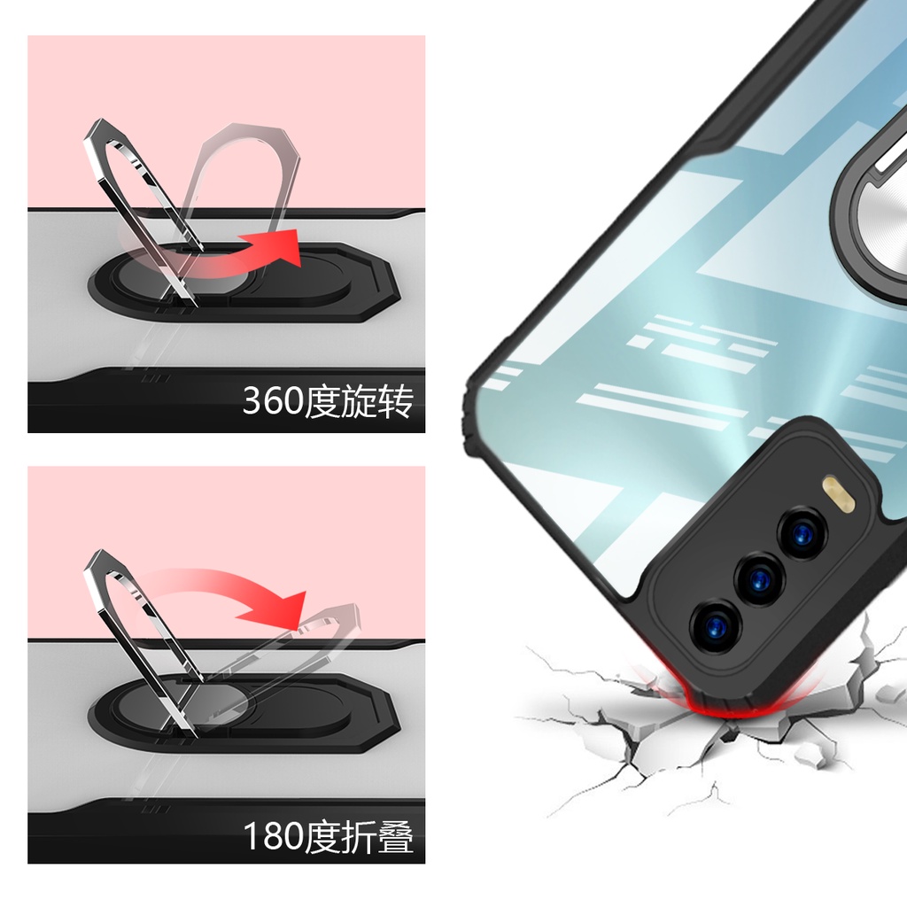 Ốp Điện Thoại Mềm Trong Suốt Chống Rơi Có Vòng Đỡ Cho VIVO Y19 U3 Z5X X30 Pro V17 Pro V19 NEO
