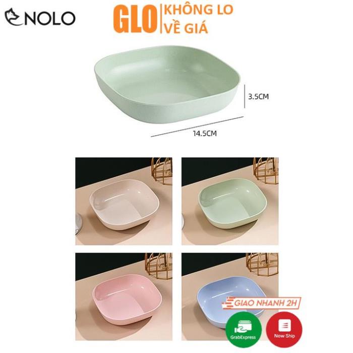 Set 8 Khay Đĩa Vuông Đựng Thức Ăn Màu Pastel Gồm 2 Cỡ Chất Liệu Nhựa Lúa Mạch Nhựa PP Thực Phẩm