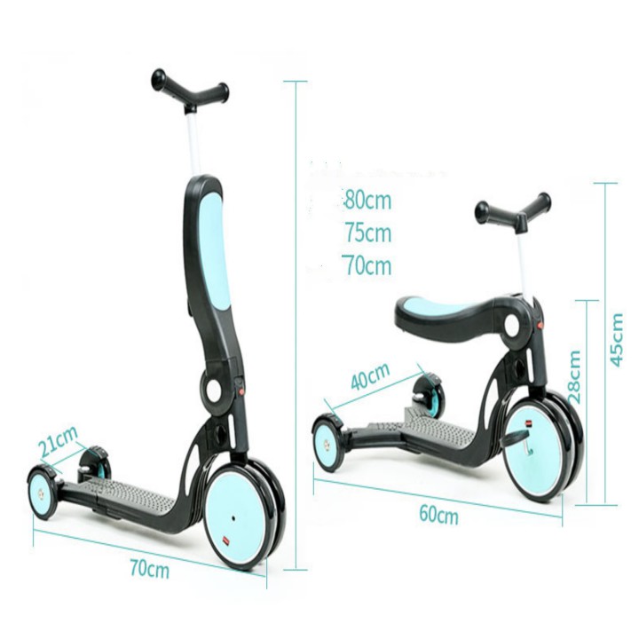 Xe scooter đa năng 5 trong 1 Freekids FREESHIP  có tay đẩy sau đa năng