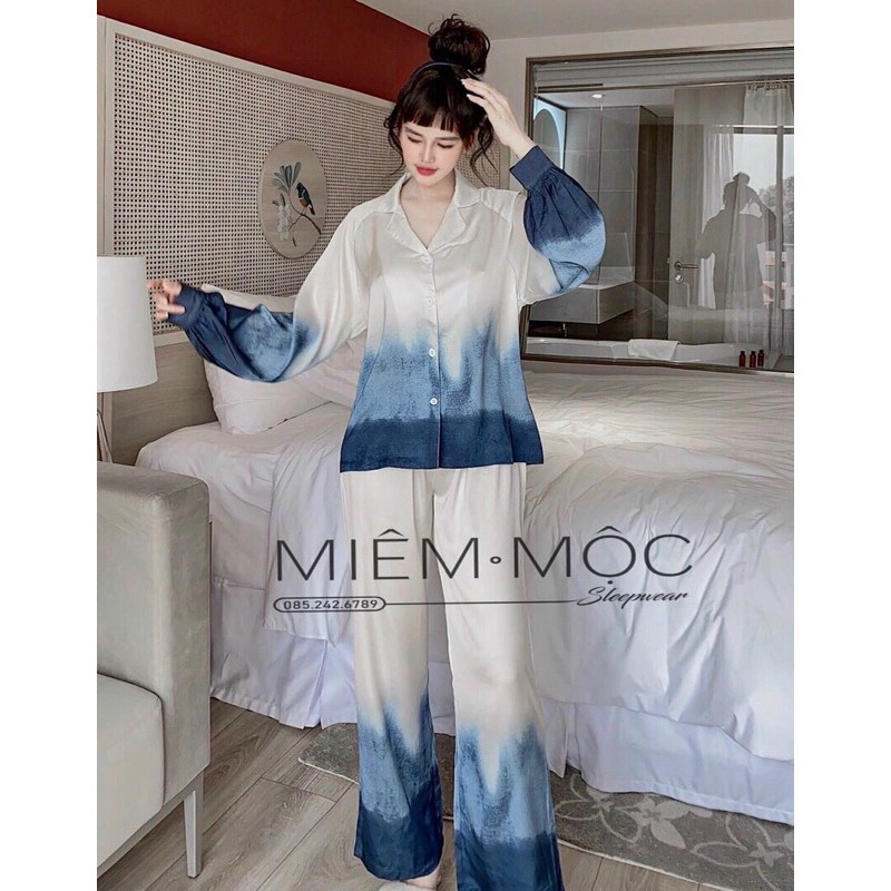 Đồ Bộ Mặc Nhà Pijama Nữ Tay Phồng Cao Cấp - Đồ Ngủ Lụa Quảng Châu