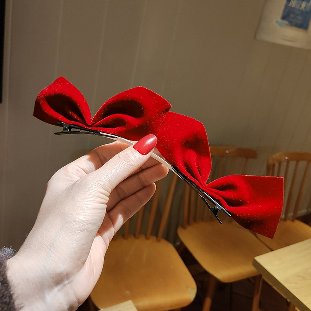 Kẹp tóc nơ bằng nhung nhiều màu đáng yêu thời trang cho nữ