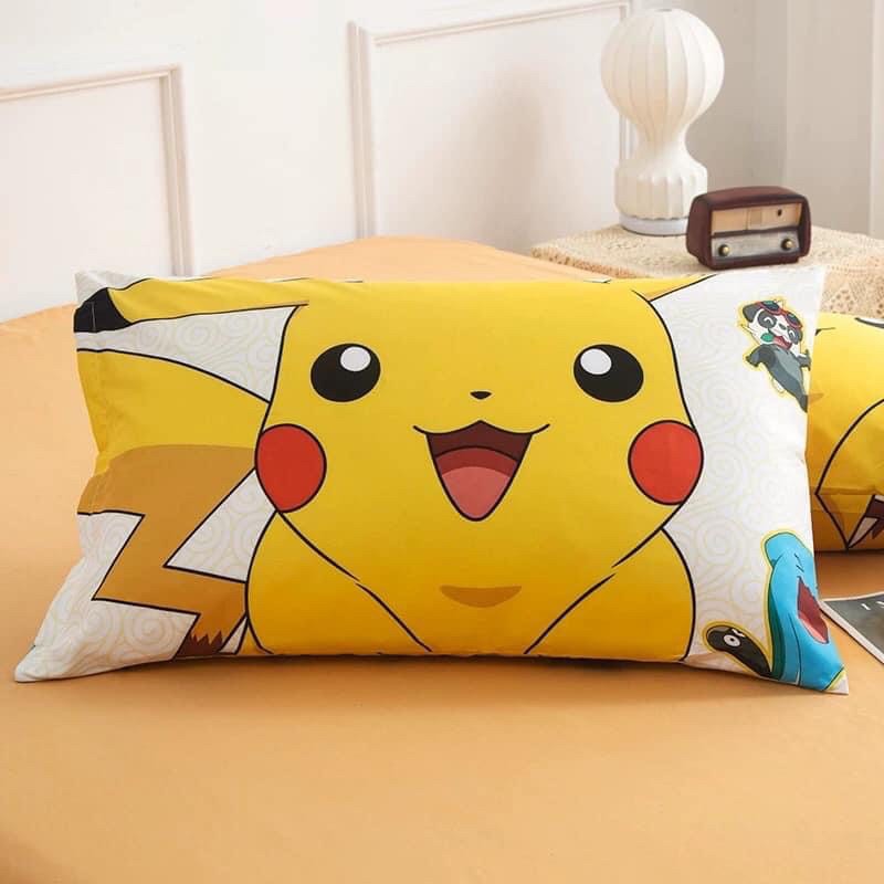 Bộ Drap &amp; Chăn Phao Cotton Tina 3D Picachu