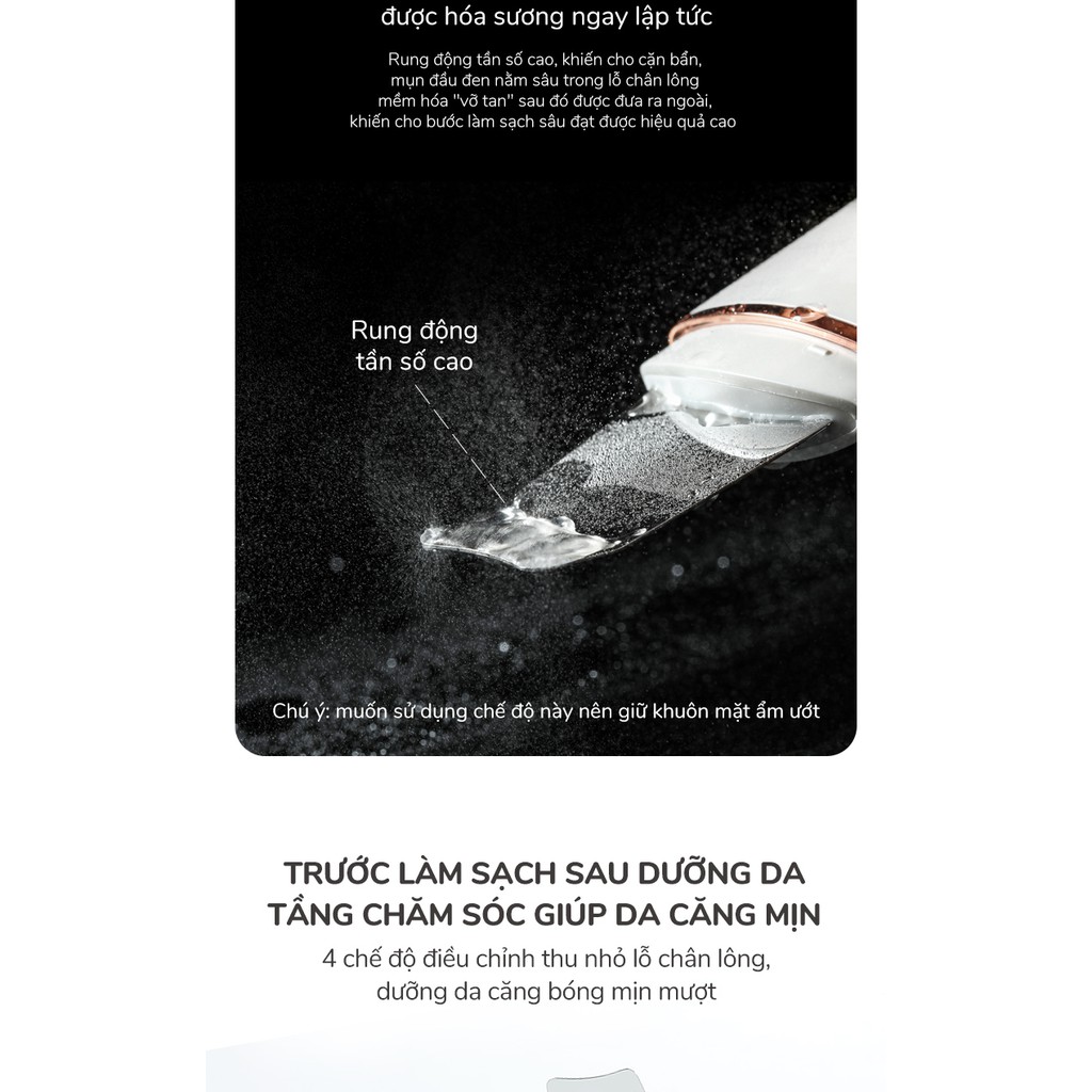 Máy Sủi Da Tẩy Tế Bào Chết, Đẩy Mụn Đầu Đen Sóng Siêu Âm Ultrasonic Skin Device AINI COLLECTION - Chính hãng