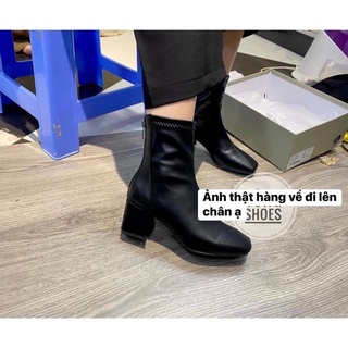 Bốt nữ da/boot da cổ thấp đế 5cm