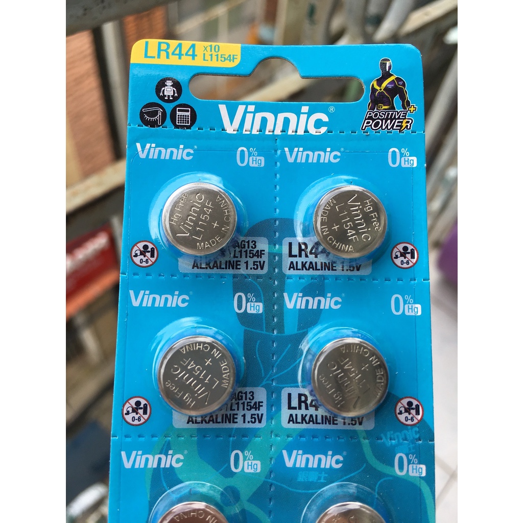 Vỉ 10 Viên Pin Cúc Áo Vinnic LR44 – AG13 – A76 - L1154F - 357