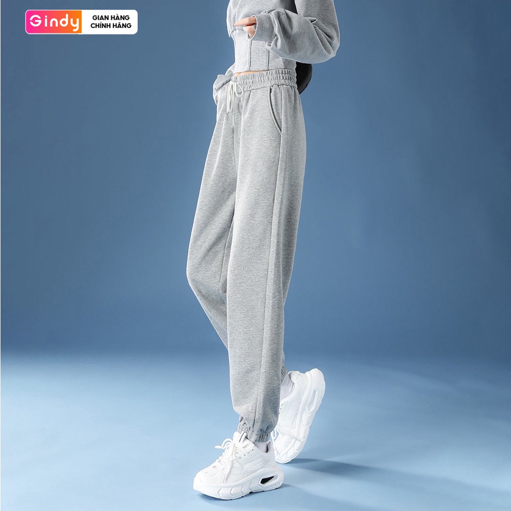 Quần jogger nam nữ GINDY bo ống chất nỉ da cá phong cách thể thao unisex cá tính thời trang thu đông QN002