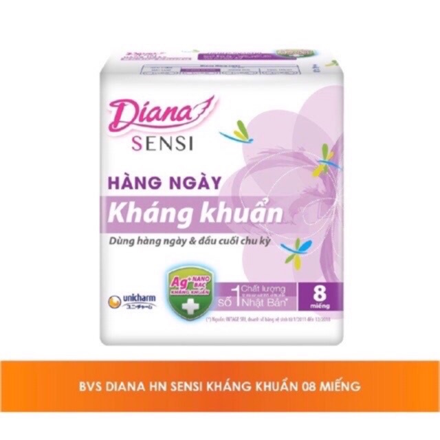 Băng vệ sinh kháng khuẩn Diana sensi hàng ngày 8 miếng