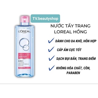 Nước tẩy trang L'oreal Paris đa năng 3-trong-1 mướt da màu hồng 400ml