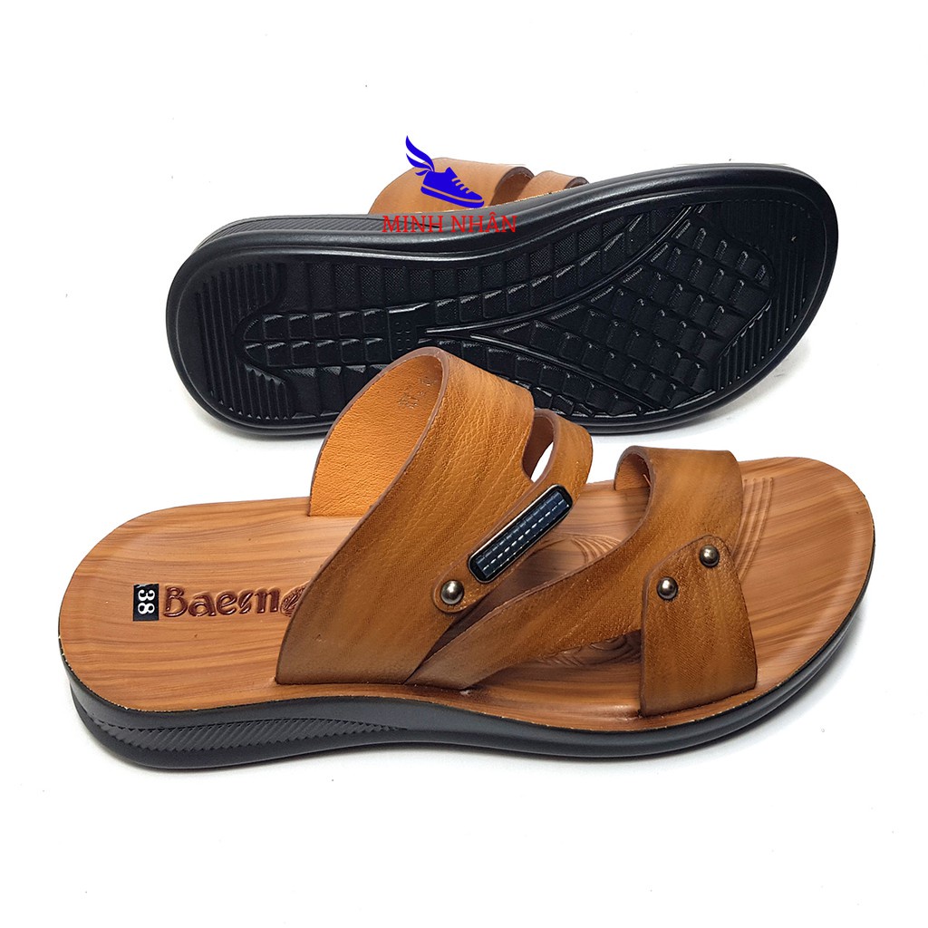 PO Dép da nam tăng chiều cao 4cm Xăng đan Sandal nam da bò xịn quai ngang quai hậu cao cấp xuất khẩu thời trang đẹp Q-19