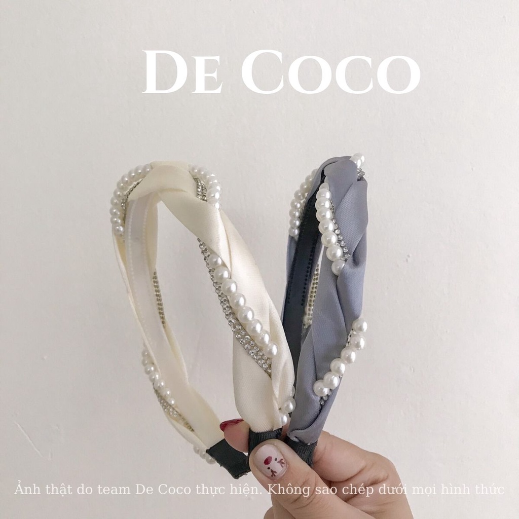 Mấn lụa. bờm nhún xoắn đính đá satin Yumi De Coco decoco.accessories