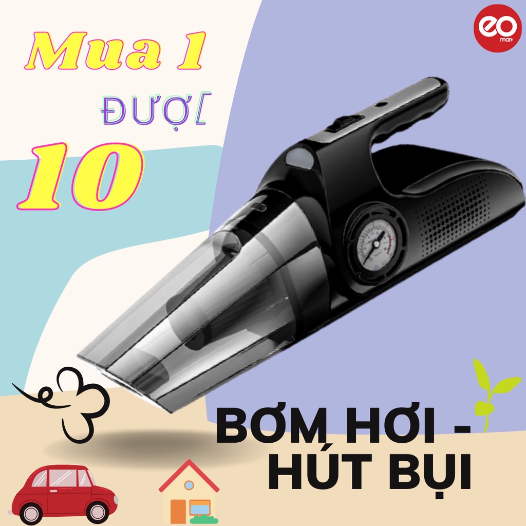 Máy hút bụi oto đa năng, máy hút bụi cầm tay, bơm hơi và kiểm tra áp suất lốp - Bảo hành