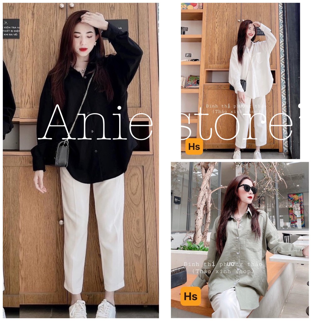 Bộ Áo Sơ Mi Quần Đũi Nữ Dáng Dài 🦋 Set Somi Quần Culottes Trắng Dáng Rộng 3 Màu 🦋
