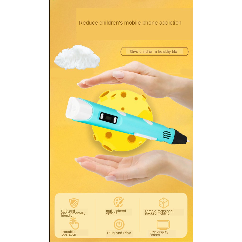 Bộ Bút In 3d Thông Minh Có Dây Cáp Cổng USB Dành Cho Trẻ Em