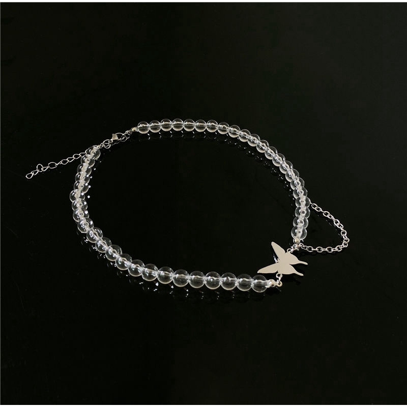 Dây chuyền xỏ hạt trong suốt phối mặt bướm thanh lịch