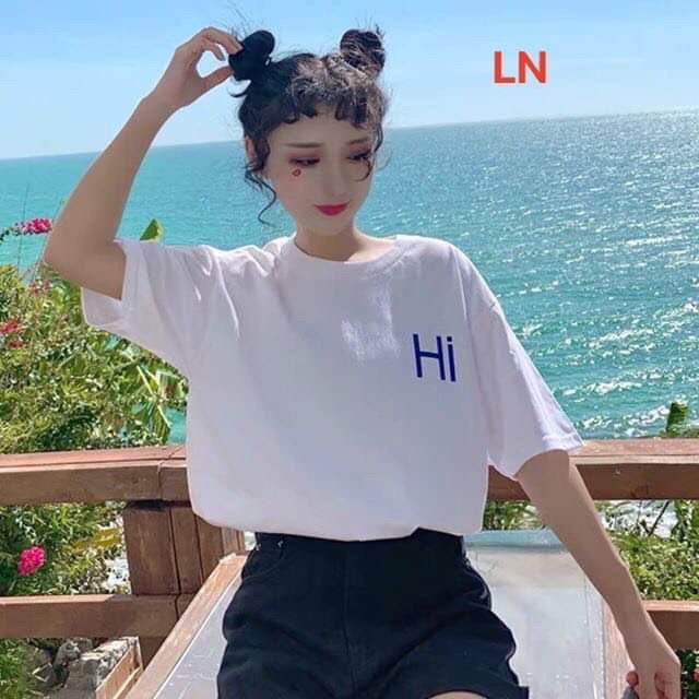 [FREESHIP 30K ĐƠN TỪ 50K] Áo phông chữ Hi in góc ngực LNG0220
