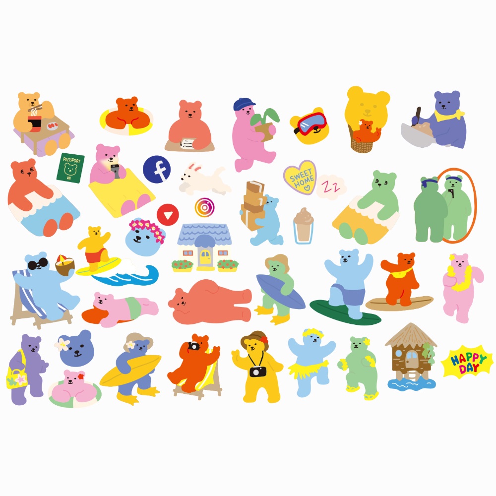 Set 40 miếng dán trang trí hình các con vật hoạt hình đáng yêu