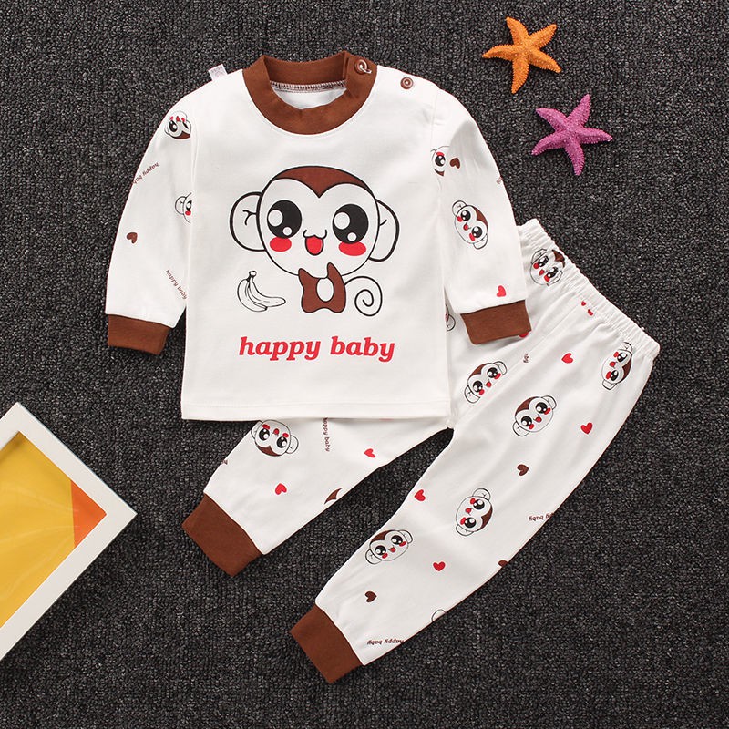 New pure cotton autumn baby underwear set autumn clothes for girls long pants two piece pajamas for kids at home