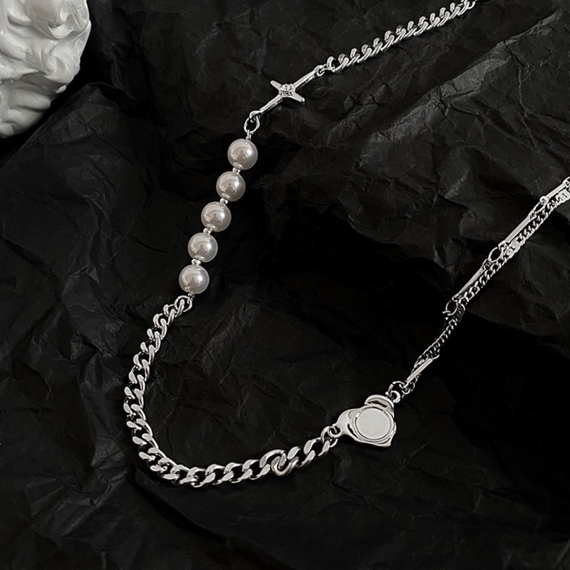 Vòng cổ Chuỗi Ngọc Trai Phong Cách hip hop Thời Trang Cho Nam Và Nữ