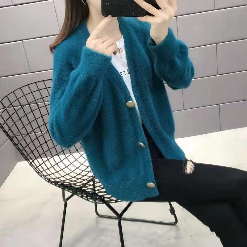 Áo khoác len lông cừu dáng rộng phong cách thời trang hàn quốc cho nữ