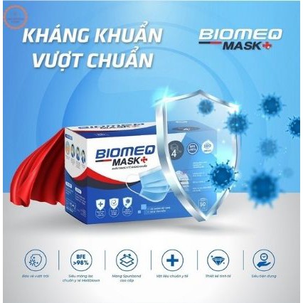 Khẩu trang y tế, khẩu trang y tế 4 lớp kháng khuẩn BIOMEQ MASK hộp 50 cái KTBIOMEQ