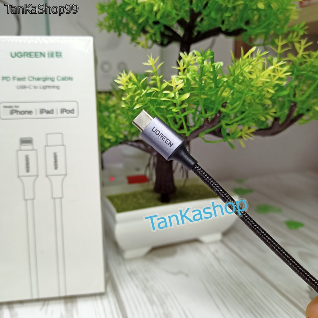 Cáp Sạc Ugreen Usb C to 25cm,Sạc Nhanh ip,Bện Dù Siêu Bền Thích Hợp Dùng Với Pin Dự Phòng